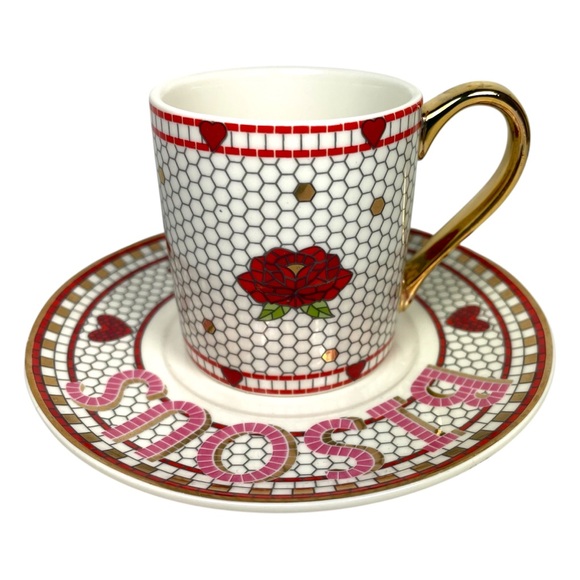 Anthropologie Other - NWT Anthropologie Bistro Tile Espresso Cup and Saucer Set with gold details
